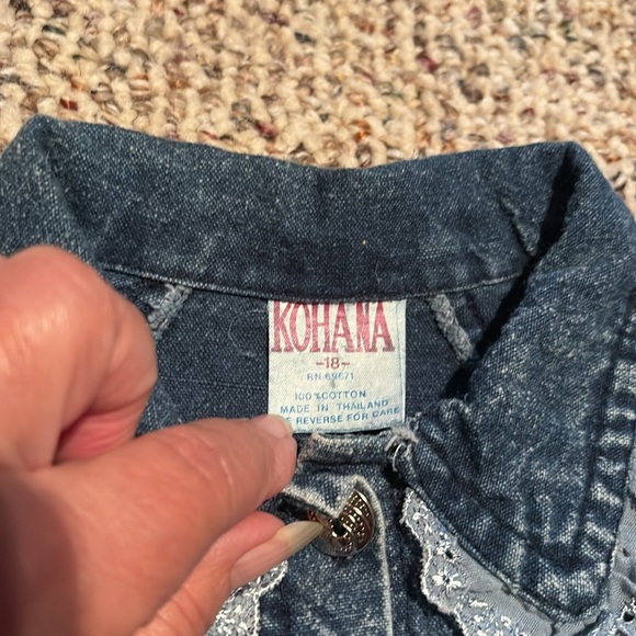 Kohana Denim Kids Bottoms & Jacket Set with Lace Trim. 18 Months. Vintage - Picture 3 of 8